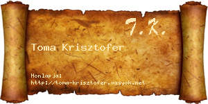 Toma Krisztofer névjegykártya